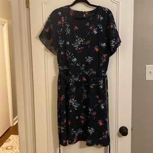Banana Republic Navy Flowered dress 12 tall/long